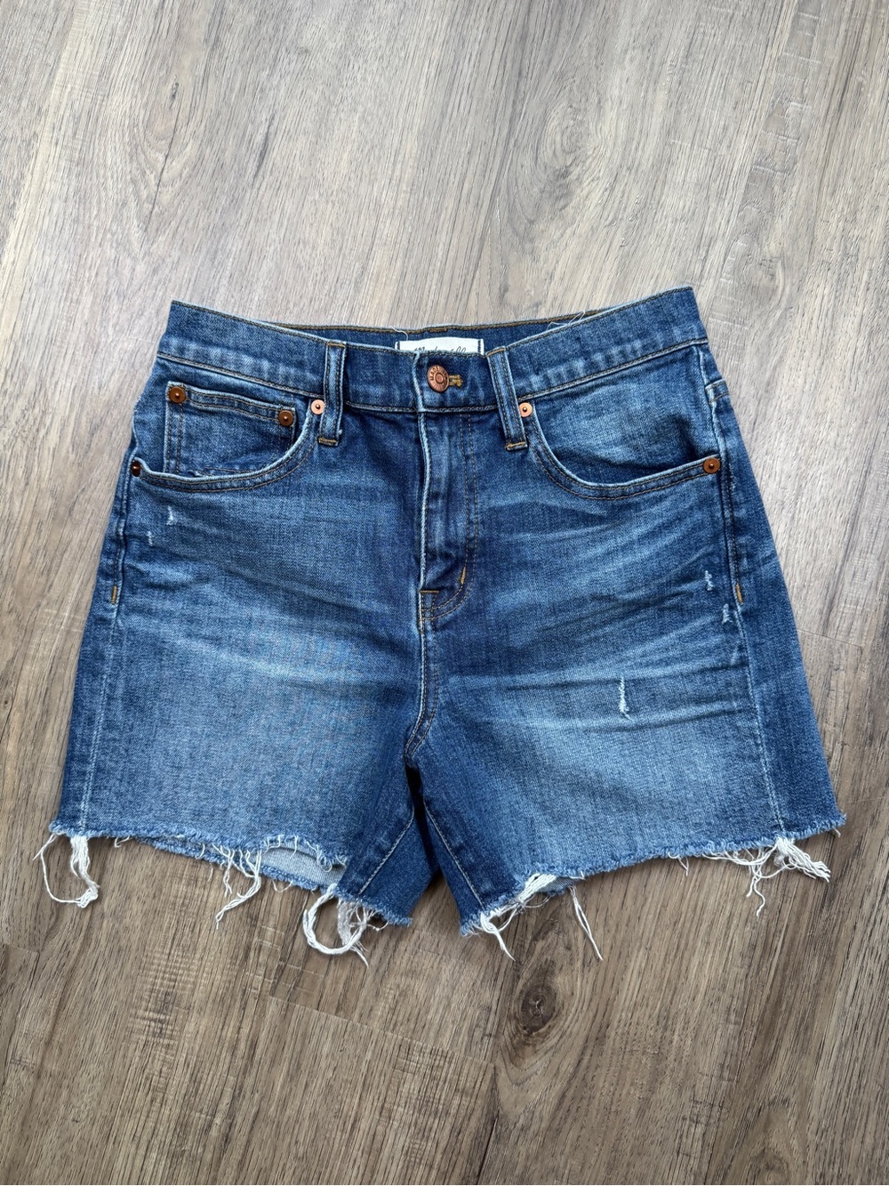 Madewell Distressed Blue Denim High-Rise Women's Shorts - Size 25